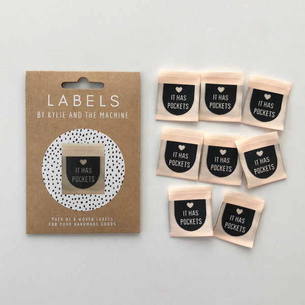 'It Has Pockets' woven labels 8 pack