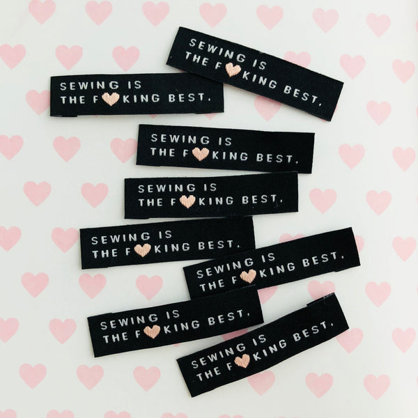'Sewing Is The F*cking Best' woven labels 8 pack